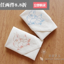Ancient windy sweaty handkerchief custom ancient Chinese wind handkerchief lady fang towel suction sweaty hand painted full cotton Nine-tailed fox