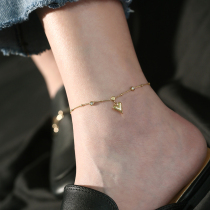 Love rhinestone anklet female 2021 New Tide 18K gold beautiful Net red senior sense niche titanium steel does not fade