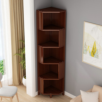 Corner cabinet shelf Floor-standing multi-layer multi-function household storage cabinet Solid wood living room corner cabinet corner shelf