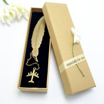 Aircraft handmade feather metal bookmarks classical Chinese style creative bookmarks birthday stationery Christmas gifts