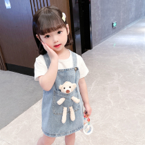 Girls dress 2021 new summer Net Red childrens fashionable skirt spring and autumn baby Foreign style belt skirt set