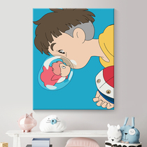 diy digital oil color painting Ponyo and Zongsuke oil painting painting hand color painting filling watercolor painting decompression