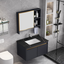 Toilet washbasin bathroom cabinet rock board all-in-one bathroom bathroom light luxury space aluminum sink combination face wash basin