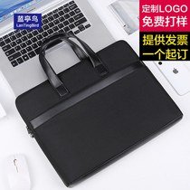 Briefcase Custom Logo Office File Bag Information Package Mens Bag Canvas Meeting Bag Slanted Satchel Handbag
