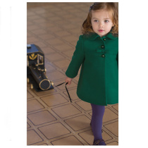 Autumn Winter Dress New Girl Clothes Foreign Gas Wool Top children Womens baby Autumn dress Long jacket Red-green
