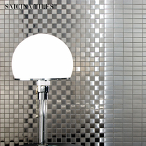Nordic silver metal brushed stainless steel mosaic tile board toilet wall tile bathroom background wall waistline