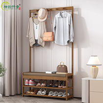 Shoe rack hanger One-piece combination Floor door can sit to change the shoe stool Household simple coat rack Bedroom hanger