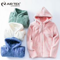Art coral velvet hooded fleece female cashmere jacket men autumn and winter plus velvet padded cardigan velvet velvet inner