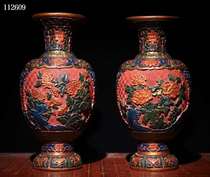 Folk Collection Old and red lacquered ware Painted Jade Hall Rich And Expensive Bottle Home Swing