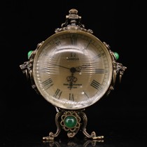 Folk collection of old copper inlaid gemstone European style creative living room clock fashion retro design bedclock