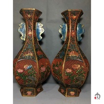 Folk Collection Old Beijing lacquerware Old lacquerware vase insert screen large lacquer Red Color Painted Vase Old Lacquerware Flower Insert Bottle