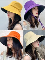 Summer fisherman hat female face cover Korean version sunscreen sun visor hat big along the tide Japanese women fashion sunscreen black