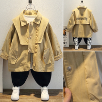 Children's clothing boy windbreaker coat spring and autumn 2021 new handsome foreign style English wind big children baby coat tide