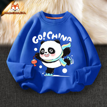 Boy Sweatshirt Spring Red Panda New 2021 Burst Net Red Ocean Gas Fried Street Korean version Childrens clothes handsome childrens blouses