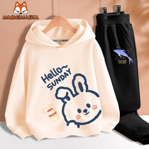 Girls dress trendy suit foreign gas Lianhood white spring and autumn necropolis Childrens spring clothing Chaoters Two sets of girl clothes