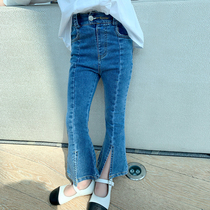2022 Spring Dress New Girl Han Edition Foreign Air Denim Pants Children Baby Spring Autumn Trendy 100 Hitch Pants Tide
