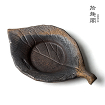 Handmade coarse pottery coaster insulation mat tea cup mat ceramic cup holder non-slip mat tea tray retro kung fu tea ceremony zero match