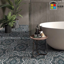 Dark green retro tiles Balcony restaurant parquet tiles Kitchen non-slip floor tiles Bathroom art flower pieces