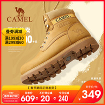 Camel men's shoes 2021 spring and autumn martin boots men's high-top tooling cotton shoes rhubarb boots leather snow boots tide