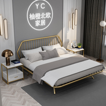 Nordic wrought iron double bed ins net celebrity apartment Golden princess bed Light luxury 1 5-meter tatami bedroom bed Low bed