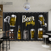 Custom hand-painted beer Cheers food wine wall cover ugly cloth barbecue restaurant retro industrial style bar curtains