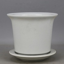 Retro style plain white tire round with flower holder set of antique antique calamus orchid green plant ceramic basin