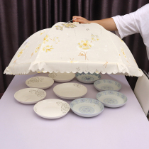 Dining table food cover anti-fly cover vegetable dust cover folding cover food cover table mosquito net umbrella large round dish cover