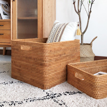 Vietnam rattan storage basket snacks desktop storage box finishing box toy clothing knitting frame large small basket