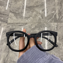 Black thick-framed glasses female big frame Harajuku Net red flat mirror female round face big face thin plain face artifact glasses frame