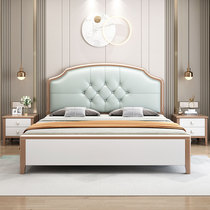 American light luxury wood bed solid wood 1 8 meters bed simple modern master nuptial bed bedroom furniture high Box storage