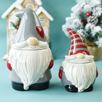 Santa Claus sealed jar creative ceramic jar large capacity home storage jar snack preserves dried fruit storage jar