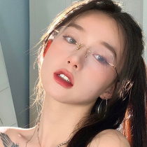 Rimless glasses pure want to be equipped with lens myopia mirror ultra light Net Red Square gold eye frame frame womens model