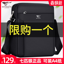 Seven Wolves Single Shoulder Bag Inclined Satchel Bag Men Bag Casual Oxford Bub Large Capacity Mens Bag Versatile Fashion Backpack