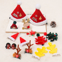 Childrens Christmas hair accessories hairclip antler clip hairpin selling cute Christmas hat hairpin Christmas tree snowman old man headdress