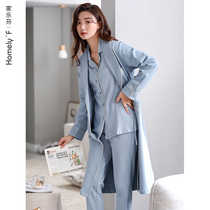 Sleeping Dress Lady Sleepwear Spring Autumn Style Bathrobe Sleeping Dresses Long slim style pure cotton long sleeves All cotton Home Three Suits