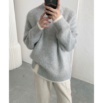 9 23new A tea and Agu gray plush sweater male spring and autumn lazy casual loose knit sweater