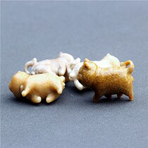 Indonesia Natural Coral Jade Egg Cat Pendant Color Flower High Quality Couple Chrysanthemum Original Stone Carving Pendant