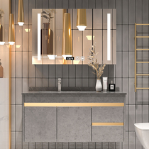 Hengjie bathroom cabinet combination bathroom wall solid wood modern simple wash Table Rock board Smart Mirror Cabinet wash face
