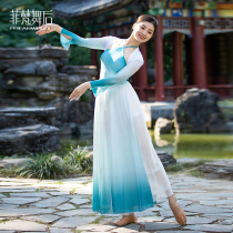 Fidan dance after classical dance gradient hanging neck slit body charm gauze clothing 2021 autumn and winter new performance uniforms top