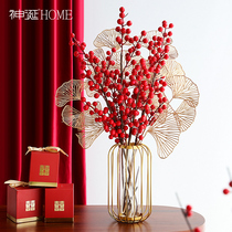 Living room decoration red fruit Chinese holly rich fruit red fake flower imitation flower decoration wedding room new year