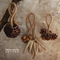 Dried fruit string okra lotus root pine fruit gourd dried flower natural plant raw material pendant Wall Wall Wall decoration