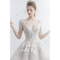 odelia flower path senior autumn winter season long sleeve wedding dress 2021 bride new main wedding dress tailing