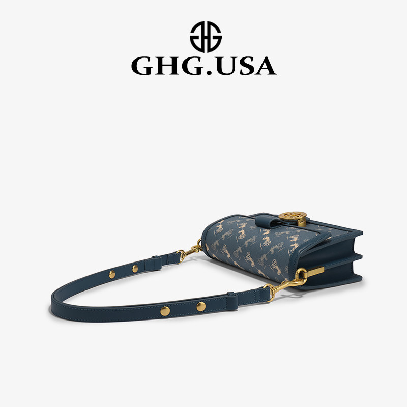 GHG light luxury brand Millennium blue carriage small bag girl 2021 new trend sloping under the bag summer high-level feeling