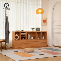 North American cherry wood Japanese style solid wood bookcase oak black walnut wood multifunctional minima floor storage side cabinet stand cabinet
