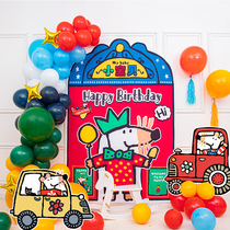  Mouse Bobo childrens birthday theme One-year-old 100 days baby mouse balloon party layout background wall decoration