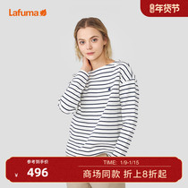 LAFUMA leifeiye 21 Spring and Autumn new one-character boat collar female striped long sleeve T-shirt base shirt LFTS1CL86