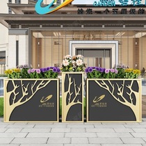 Outdoor Iron Art Flower Case Partition Combined Flower Beds Fence Planting Box Flower Groove Outside Pendulum Square Sales department Outdoor Custom