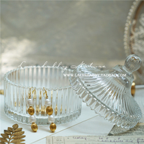 BU retro French style stripe storage box earrings jewelry accessories collection desktop jewelry box