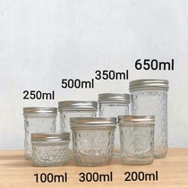 Large mouth 100-250-300-500-650ml caviar glass bottle diamond cup jam birds nest sealed bottle