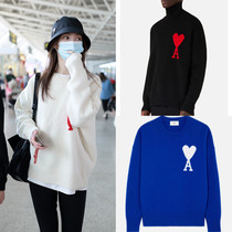 2021 ami sweater love letter wool knitting loose round neck Xiao Zhan Wang Junkai Jin Chen same model